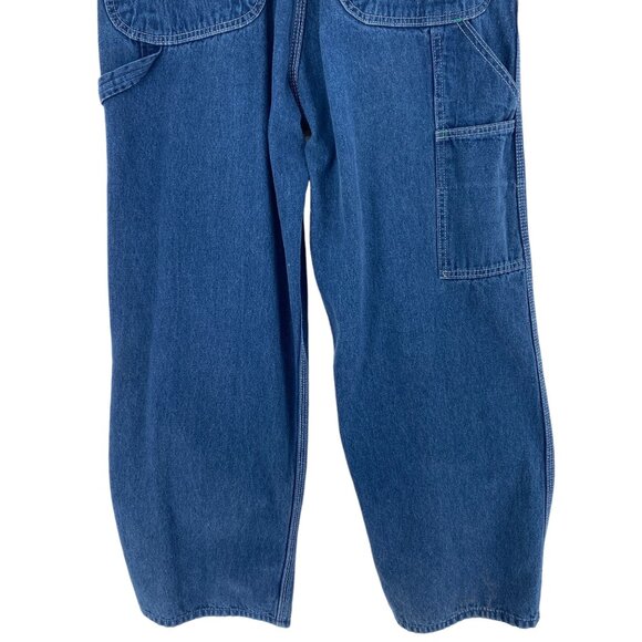 Liberty Overalls Mens 34x30 Blue Denim Jean Overalls Adjustable Straps Pockets - Picture 10 of 14